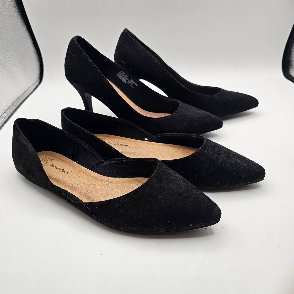 Time and Tru Black Pointed Toe Flats & Heels – Size 8 – Classic & Memory Foam